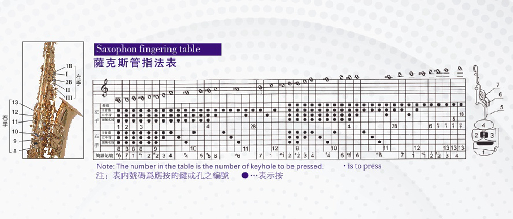 杰爾威薩克斯指法表圖片